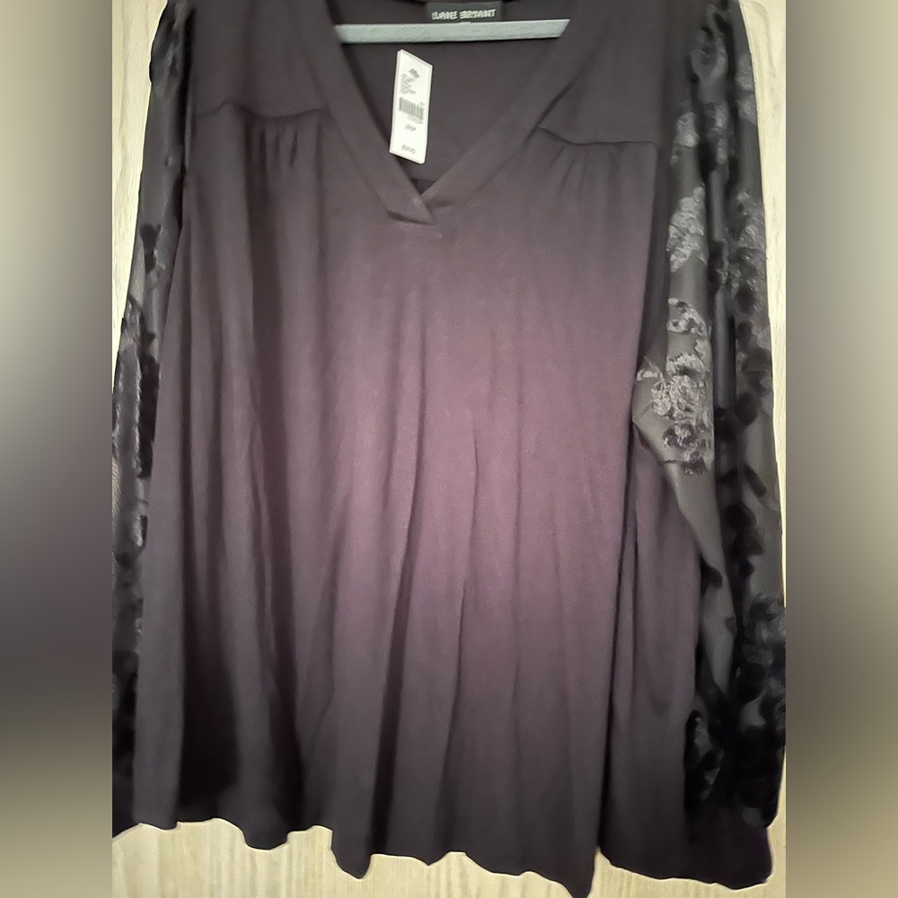 Lane Bryant Elegant Black V-Neck Women's Top